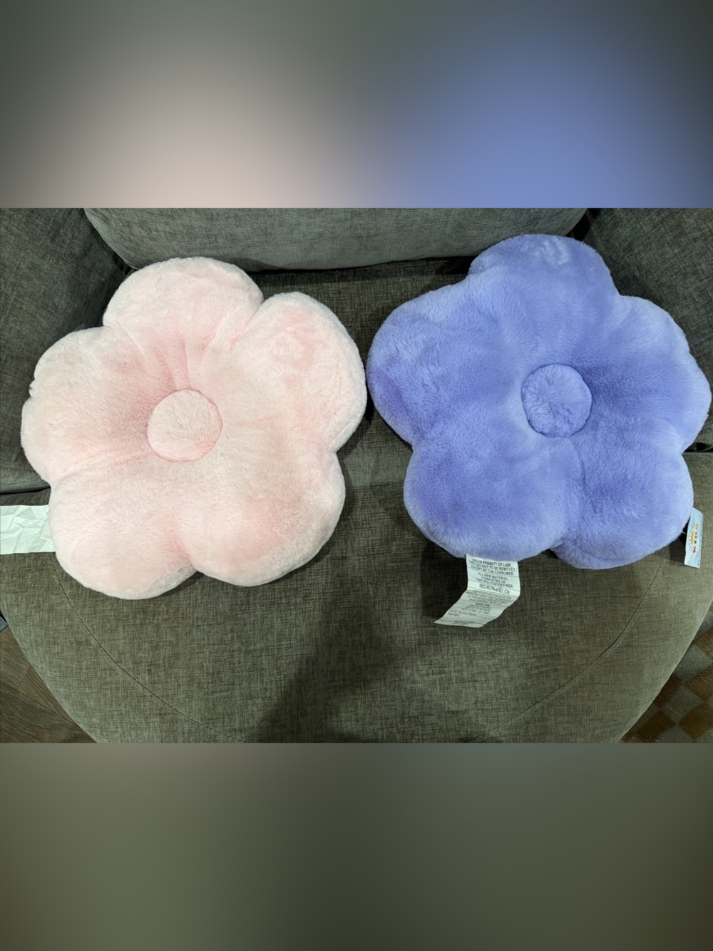 2 pc. Heritage Plush Flower Cushions - Pink & Purple